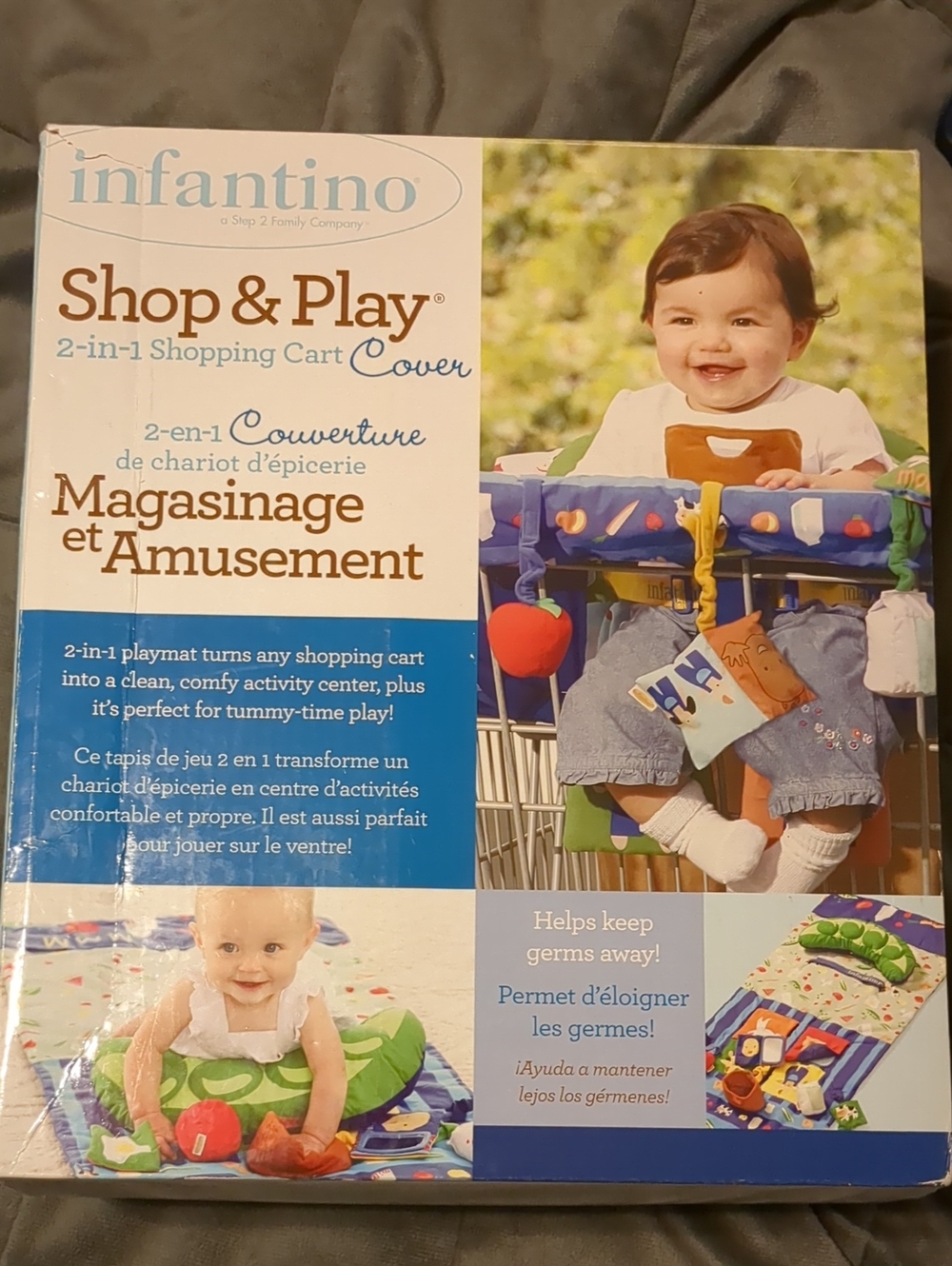 Infantino Shop & Play 2-in-1 Shopping Cart Cover in Blue with Green Accents